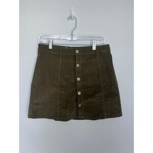 regeneration Corduroy Mini Skirt Women 9/29 Olive‎ Green Fall Casual Retro